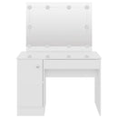 Schminktisch Led-Beleuchtung 110X55X145 Cm Mdf Glänzendes Weiß