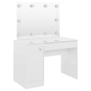 Schminktisch Led-Beleuchtung 110X55X145 Cm Mdf Glänzendes Weiß