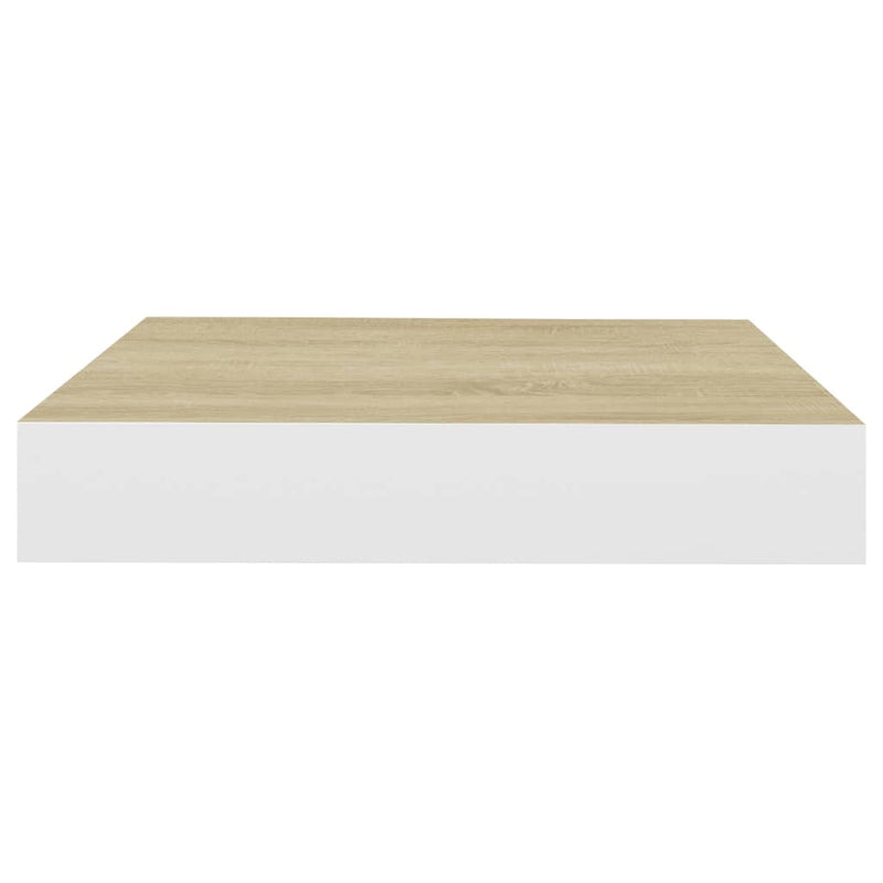 Schweberegale 2 Stk. Eichen-Optik und Weiß 23x23,5x3,8 cm MDF