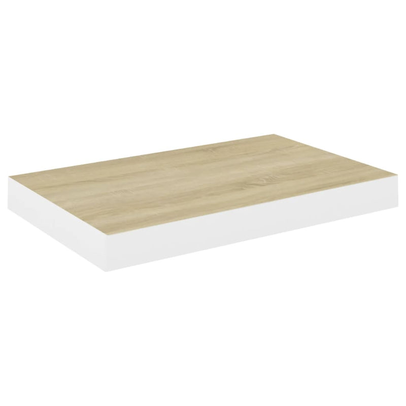 Schweberegale 4 Stk. Eichen-Optik und Weiß 40x23x3,8 cm MDF