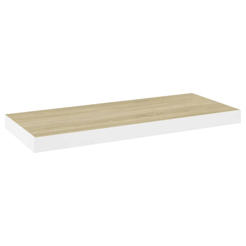 Schweberegal Eichen-Optik und Weiß 60x23,5x3,8 cm MDF