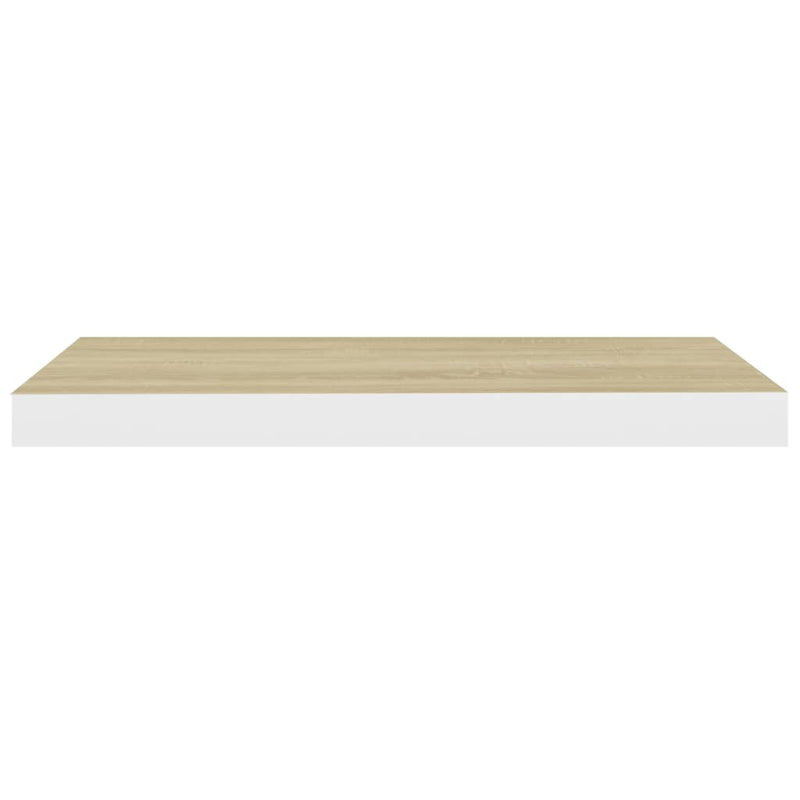 Schweberegale 2 Stk. Eichen-Optik und Weiß 60x23,5x3,8 cm MDF