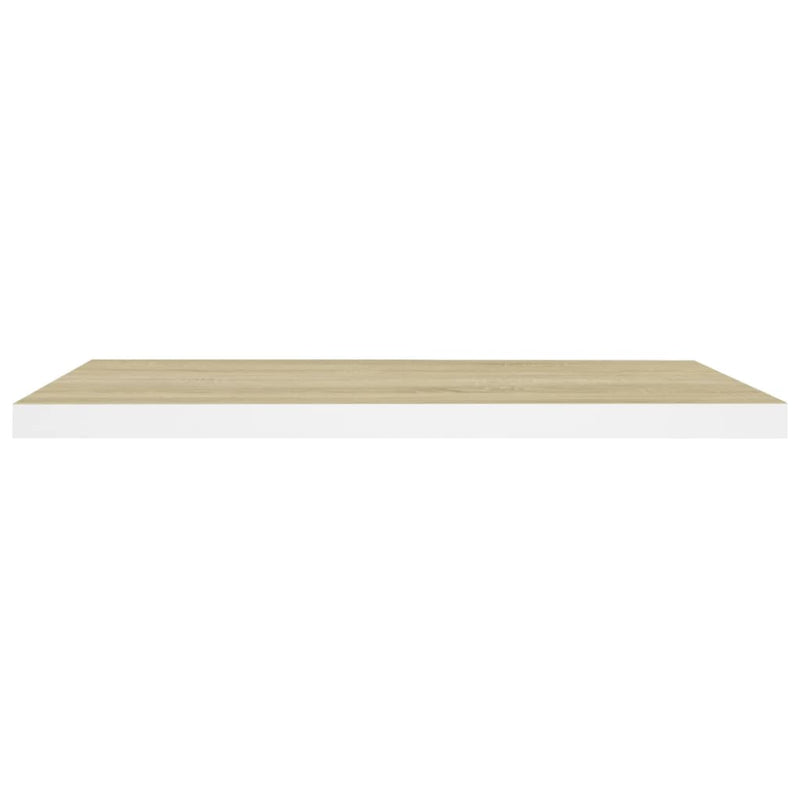 Schweberegale 2 Stk. Eichen-Optik und Weiß 80x23,5x3,8 cm MDF