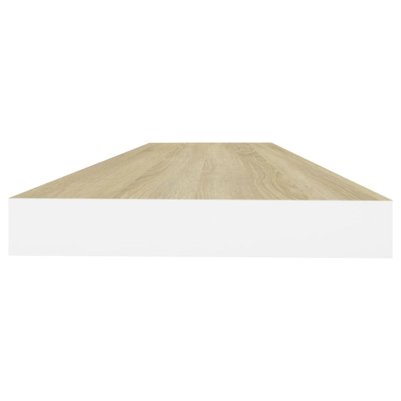 Schweberegale 2 Stk. Eichen-Optik und Weiß 80x23,5x3,8 cm MDF