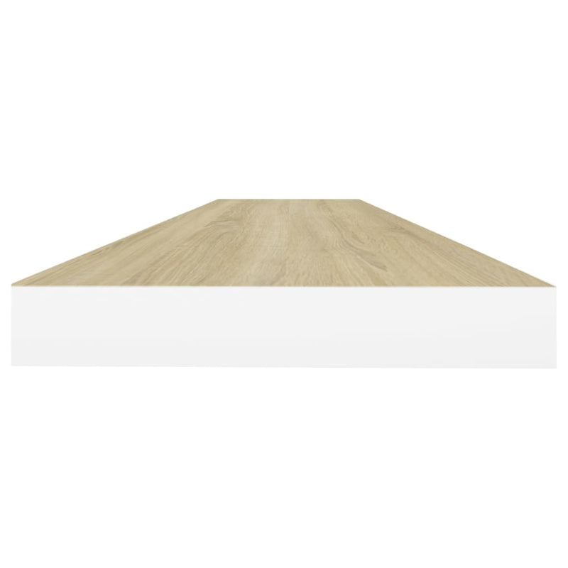 Schweberegale 2 Stk. Eiche und Weiß 90x23,5x3,8 cm MDF