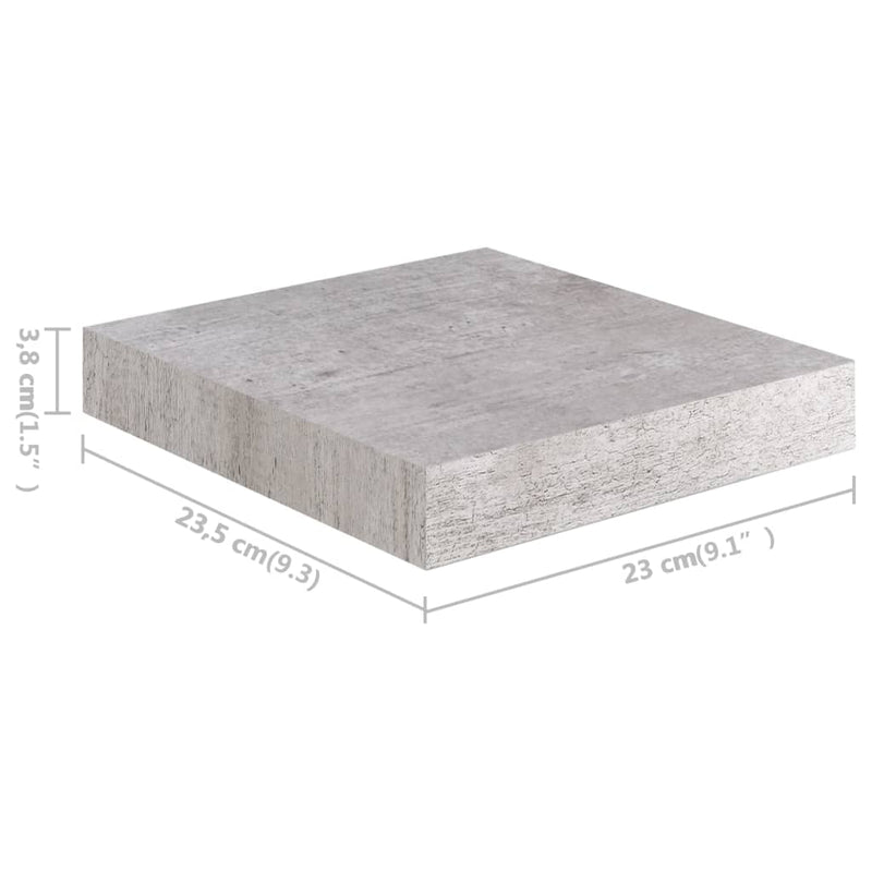 Schweberegale 2 Stk. Betongrau 23x23,5x3,8 cm MDF