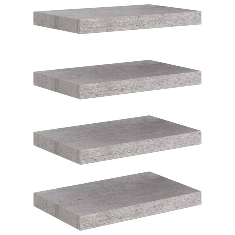 Schweberegale 4 Stk. Betongrau 40x23x3,8 cm MDF