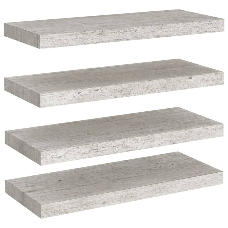 Schweberegale 4 Stk. Betongrau 60x23,5x3,8 cm MDF