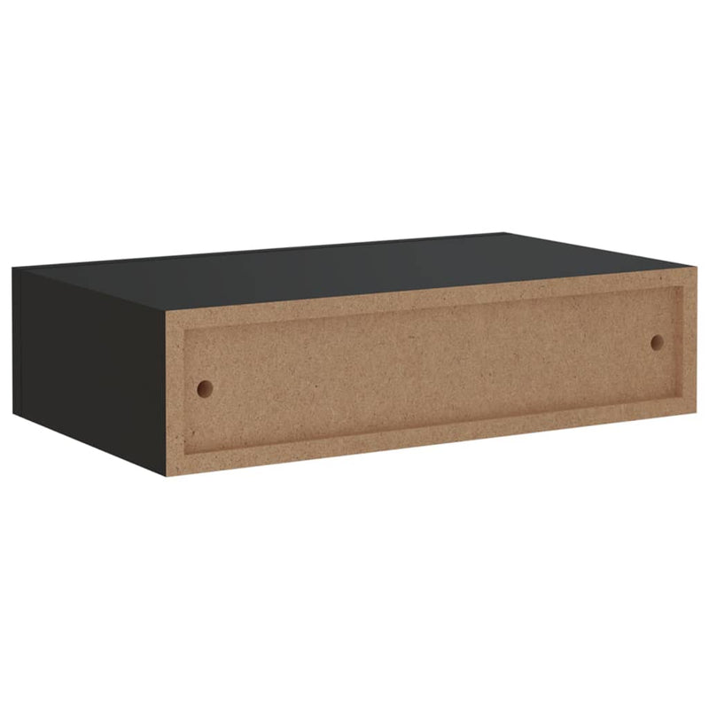 Wandregale mit Schubladen 2 Stk. Schwarz 40x23,5x10 cm MDF