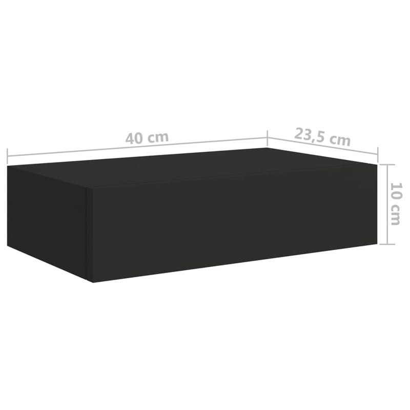 Wandregale mit Schubladen 2 Stk. Schwarz 40x23,5x10 cm MDF