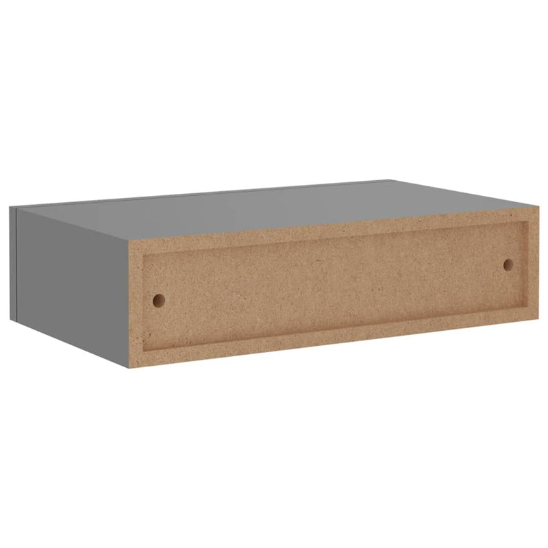 Wandregal mit Schublade Grau 40x23,5x10 cm MDF