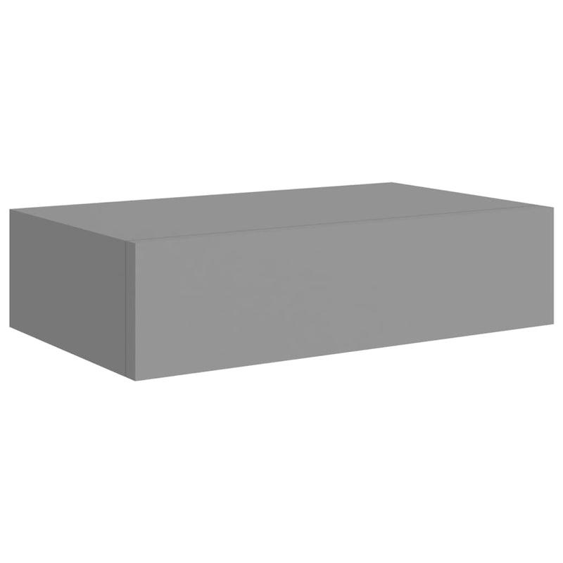 Wandregale mit Schubladen 2 Stk. Grau 40x23,5x10 cm MDF