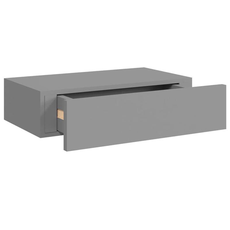 Wandregale mit Schubladen 2 Stk. Grau 40x23,5x10 cm MDF