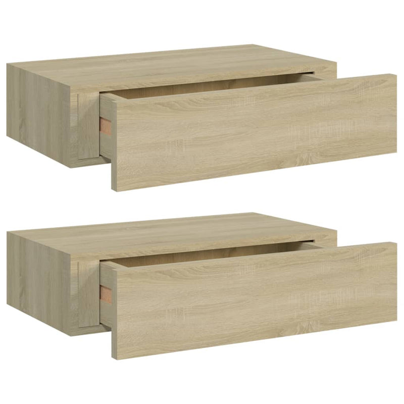 Wandregale mit Schubladen 2 Stk. Eichen-Optik 40x23,5x10 cm MDF