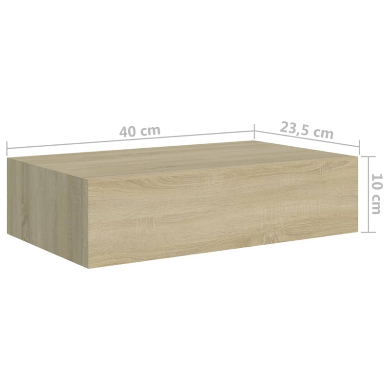 Wandregale mit Schubladen 2 Stk. Eichen-Optik 40x23,5x10 cm MDF