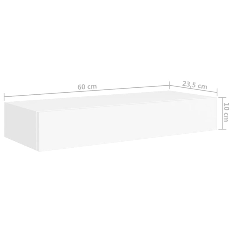 Wandregal mit Schublade Weiß 60x23,5x10 cm MDF