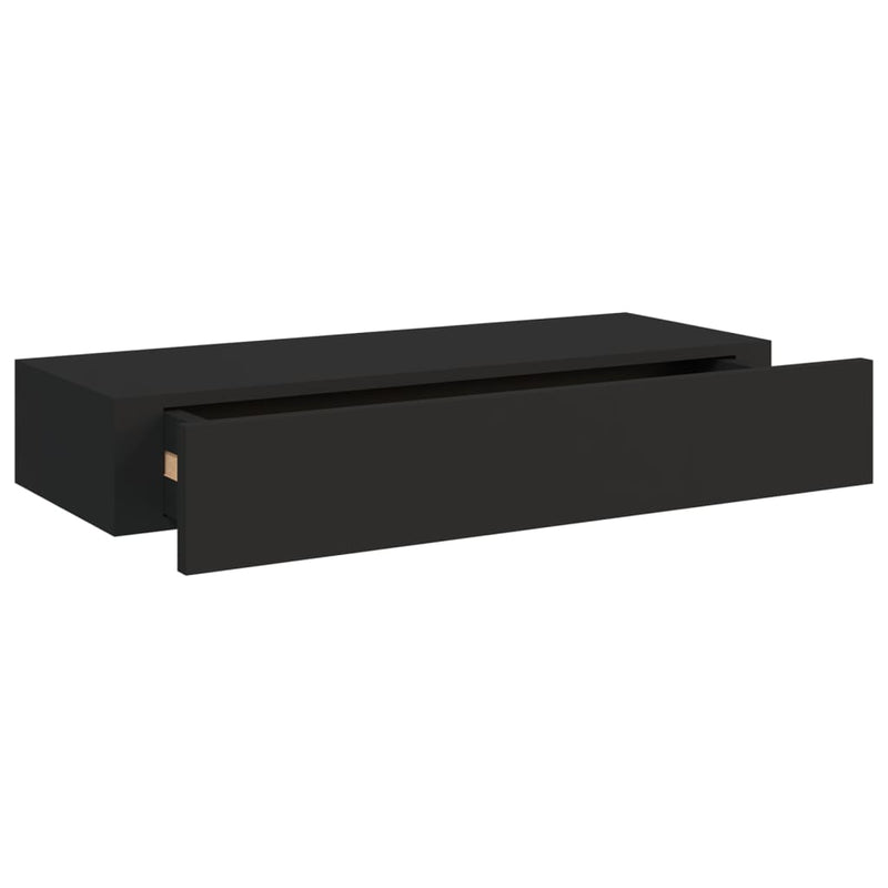 Wandregal mit Schublade Schwarz 60x23,5x10 cm MDF