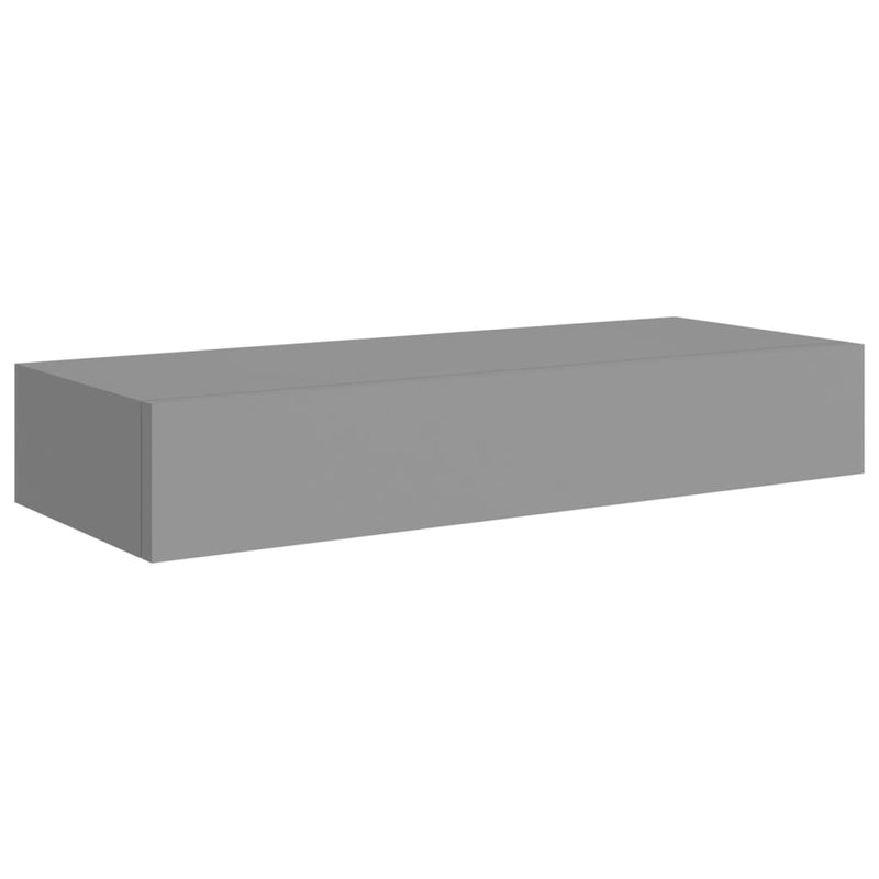 Wandregal mit Schublade Grau 60x23,5x10 cm MDF