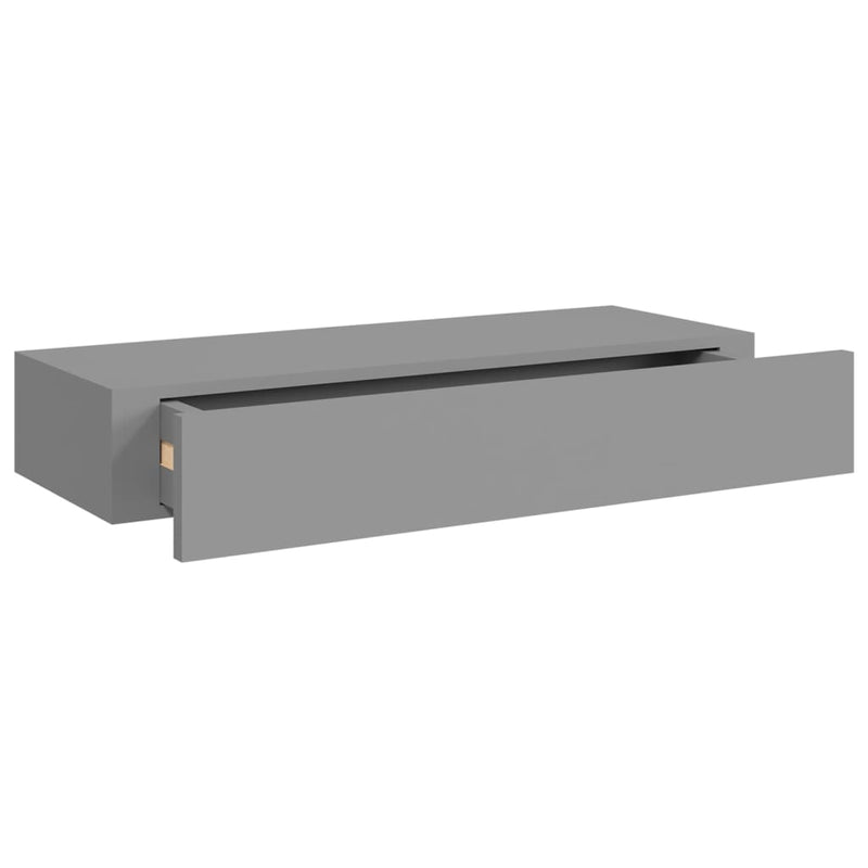 Wandregale mit Schubladen 2 Stk. Grau 60x23,5x10 cm MDF