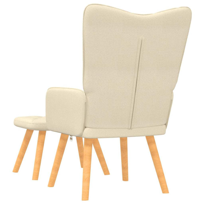 Relaxsessel mit Hocker Creme Stoff