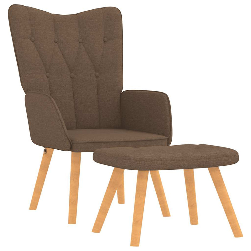 Relaxsessel mit Hocker Braun Stoff