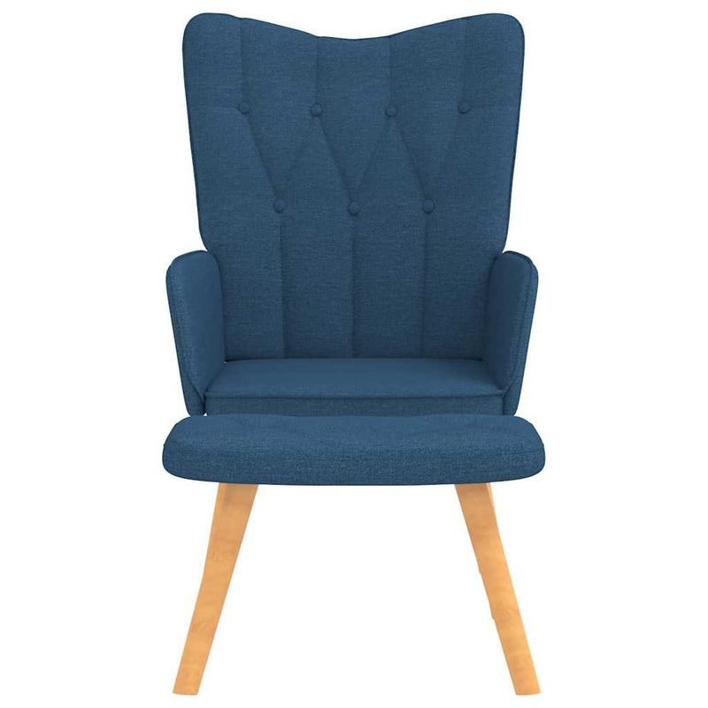 Relaxsessel mit Hocker Blau Stoff