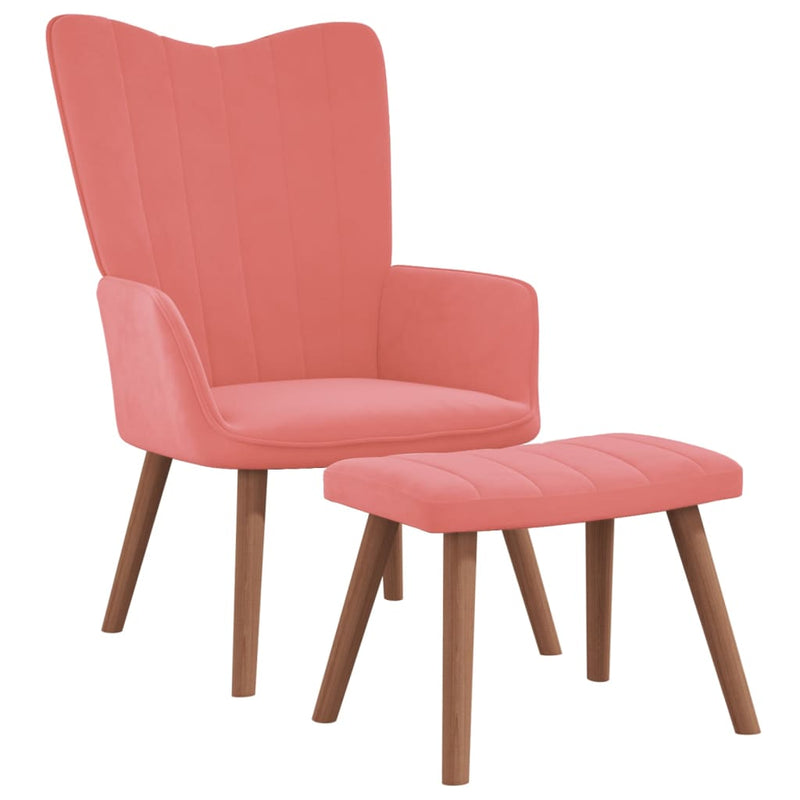 Relaxsessel mit Hocker Rosa Samt