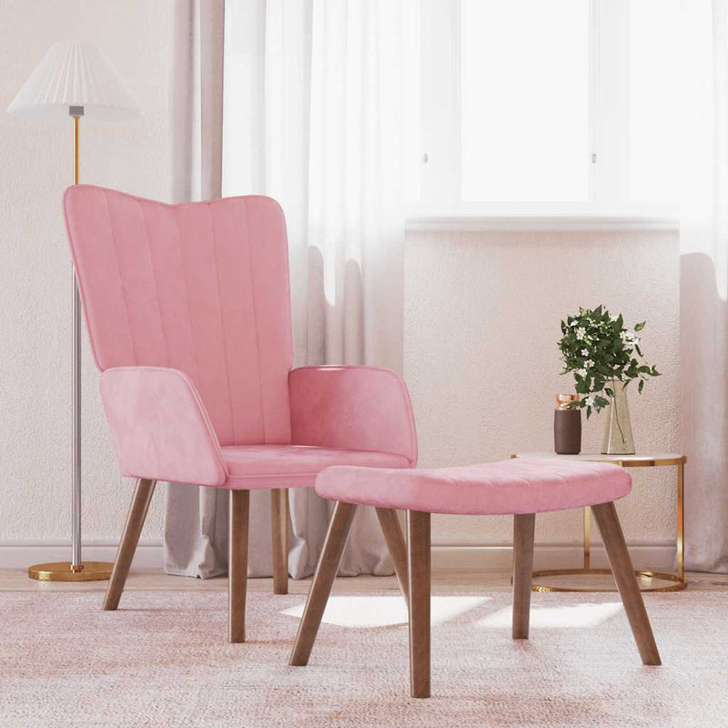 Relaxsessel mit Hocker Rosa Samt