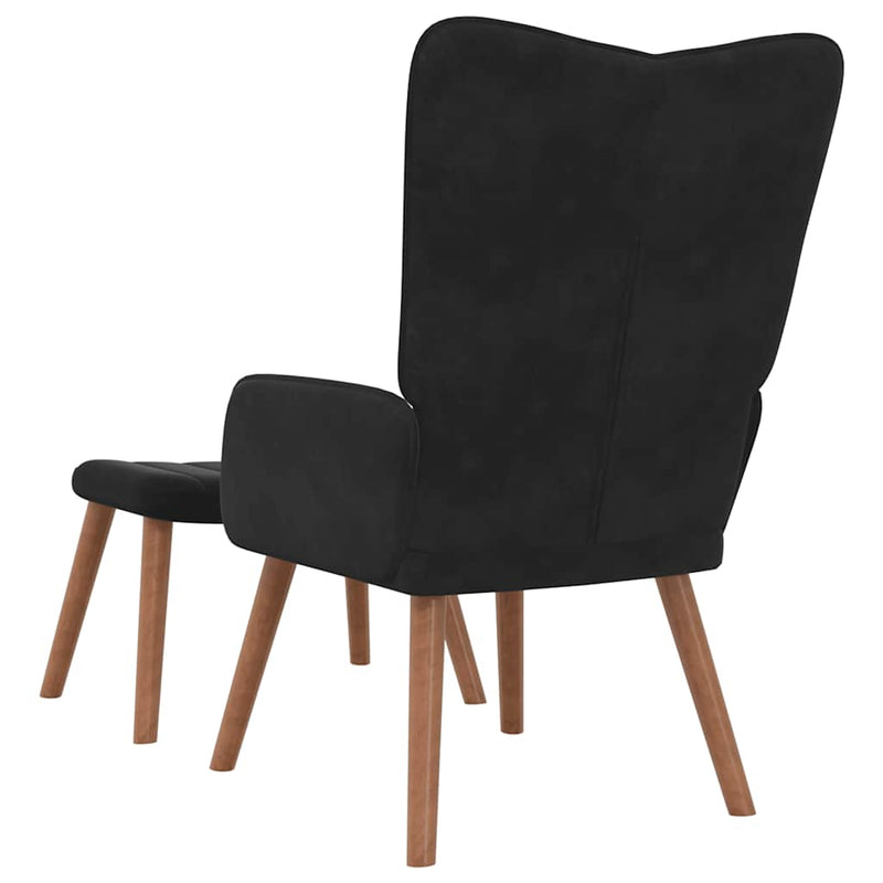 Relaxsessel mit Hocker Schwarz Samt