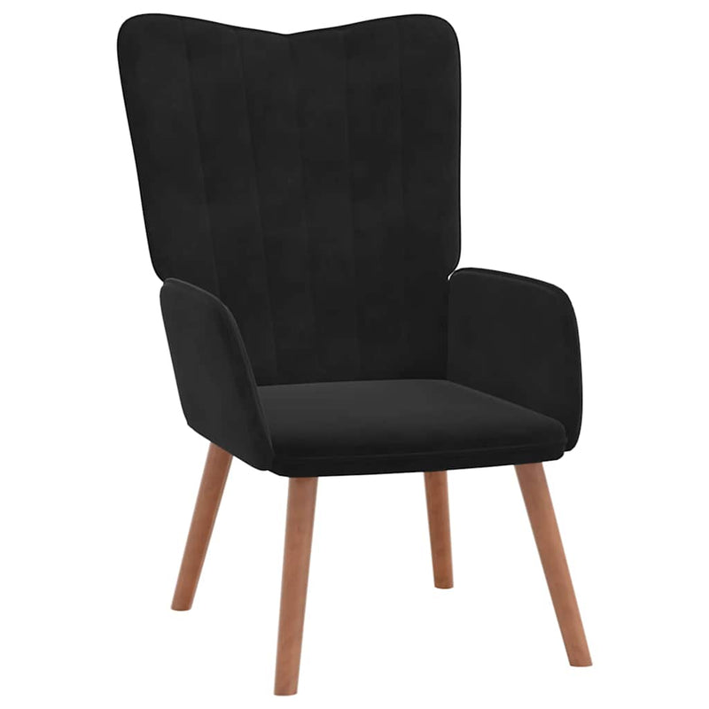 Relaxsessel mit Hocker Schwarz Samt