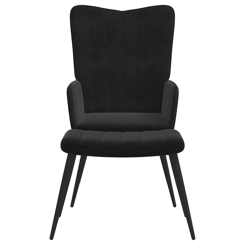 Relaxsessel mit Hocker Schwarz Samt