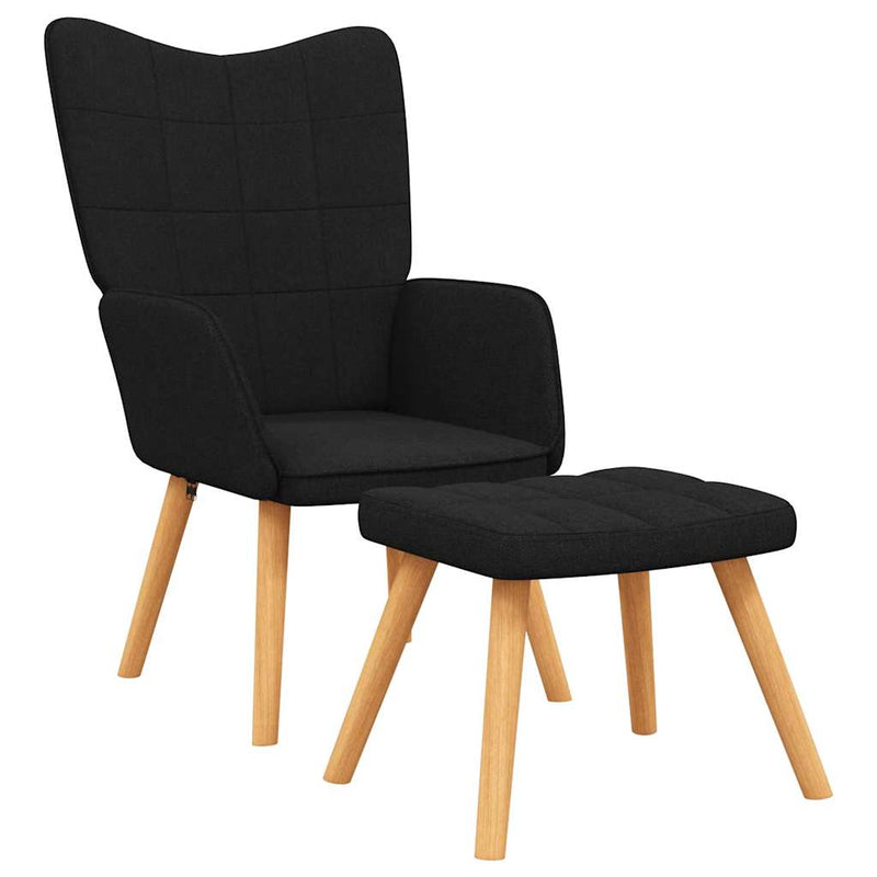 Relaxsessel mit Hocker Schwarz Stoff