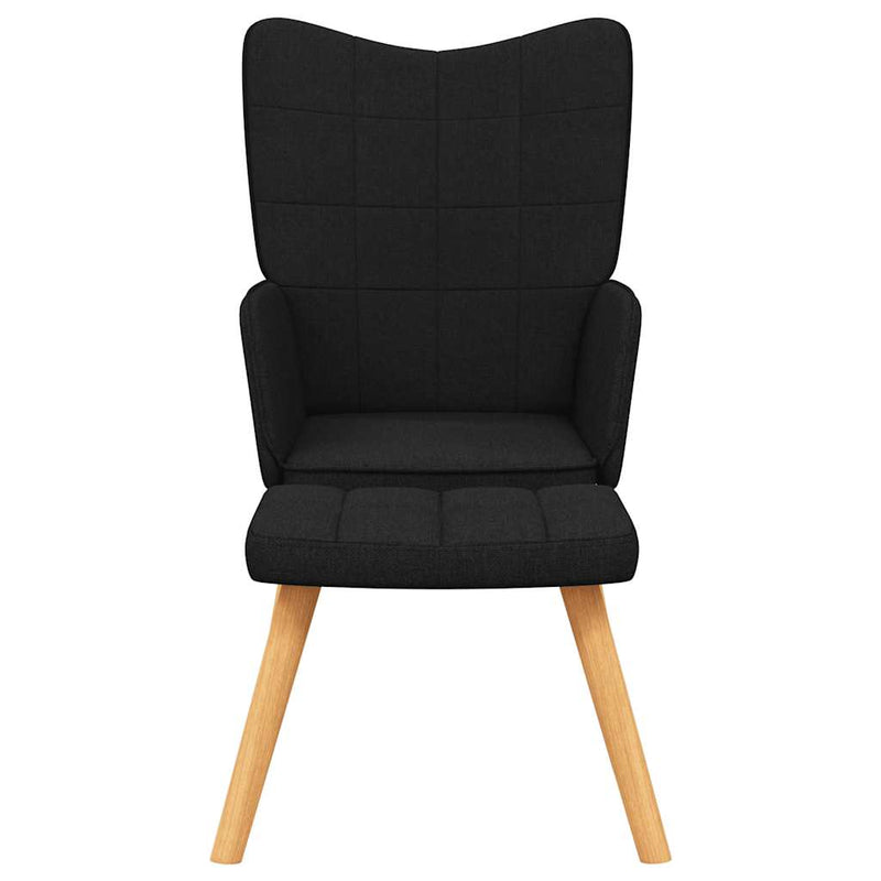 Relaxsessel mit Hocker Schwarz Stoff