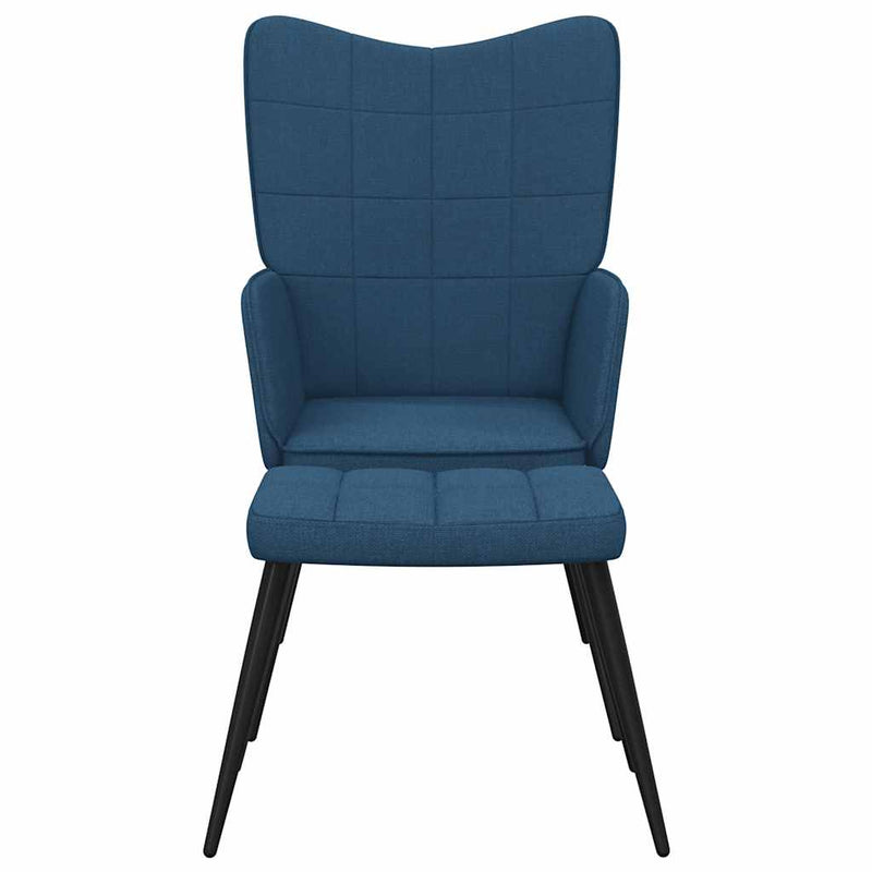 Relaxsessel mit Hocker Blau Stoff