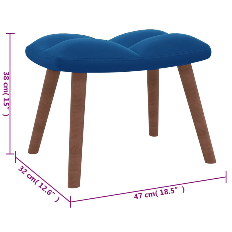 Relaxsessel mit Hocker Blau Samt