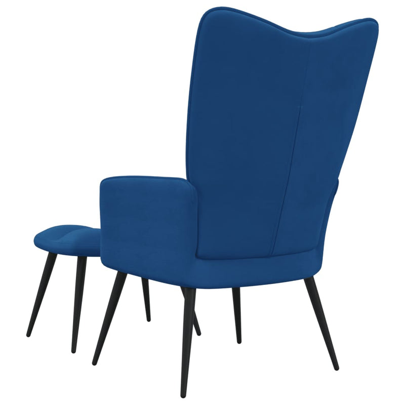 Relaxsessel mit Hocker Blau Samt