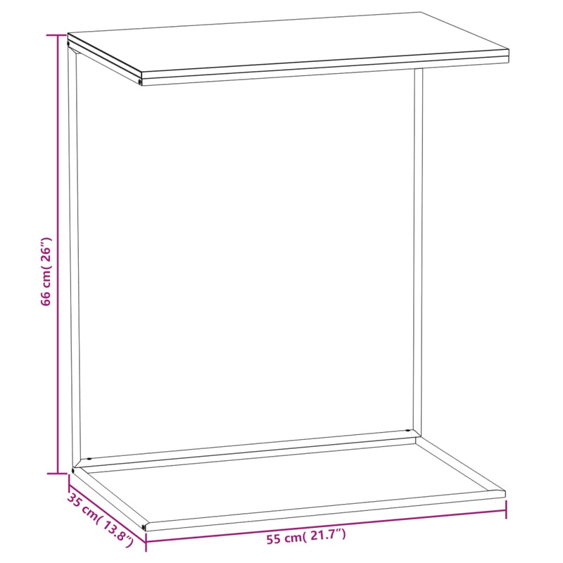 Beistelltisch Schwarz 55x35x66 cm Holzwerkstoff