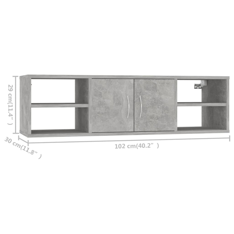 Wandregal Betongrau 102x30x29 cm Holzwerkstoff