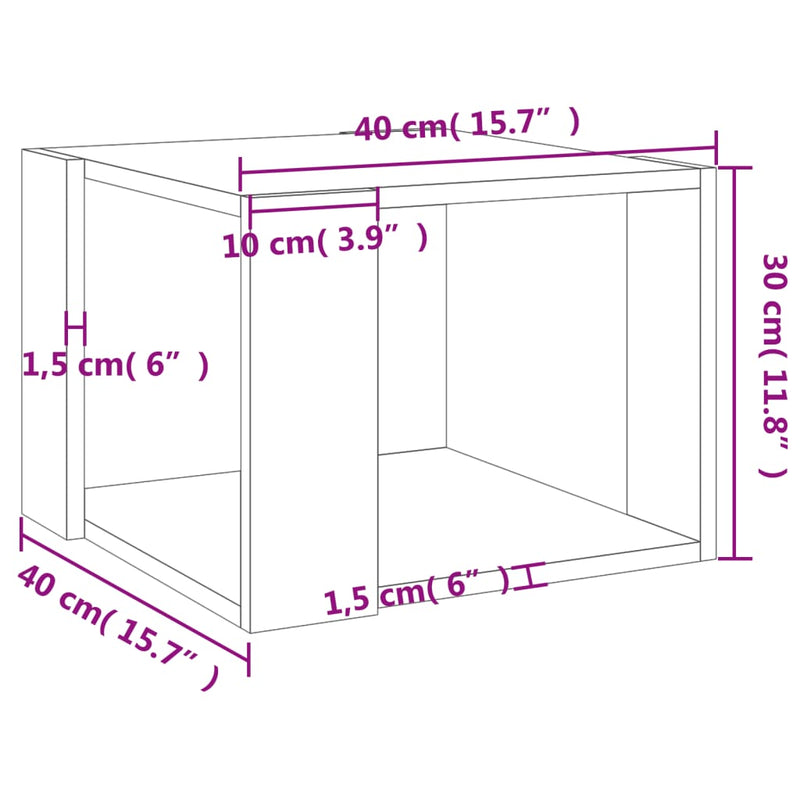 Couchtisch Betongrau 40x40x30 cm Holzwerkstoff