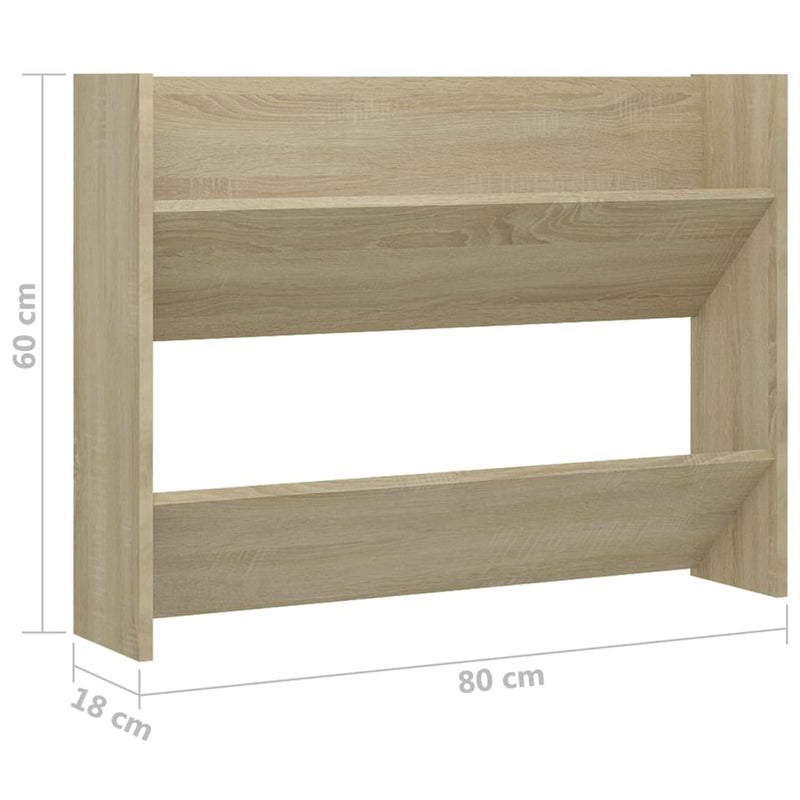 Wand-Schuhschrank Sonoma-Eiche 80x18x60 cm Holzwerkstoff