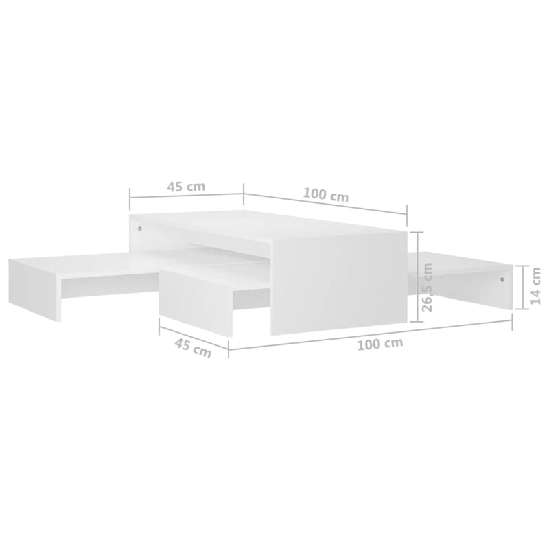 Satztisch-Set Weiß 100x100x26,5 cm Holzwerkstoff