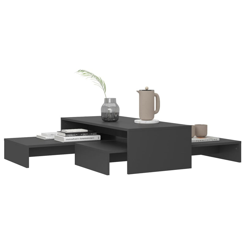 Satztisch-Set Grau 100x100x26,5 cm Holzwerkstoff