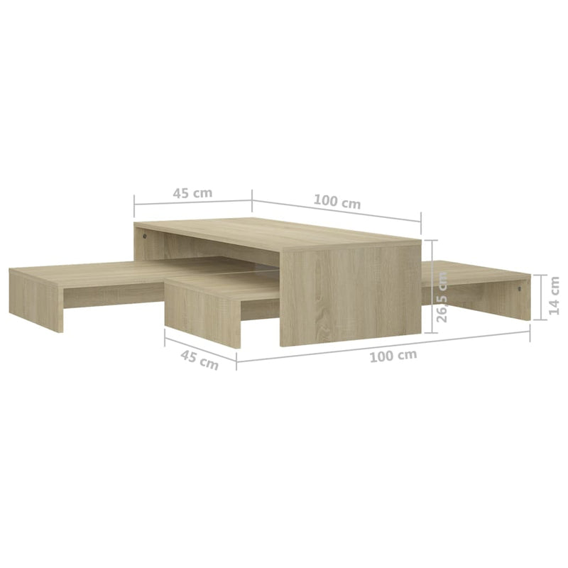 Satztisch-Set Sonoma-Eiche 100x100x26,5 cm Holzwerkstoff