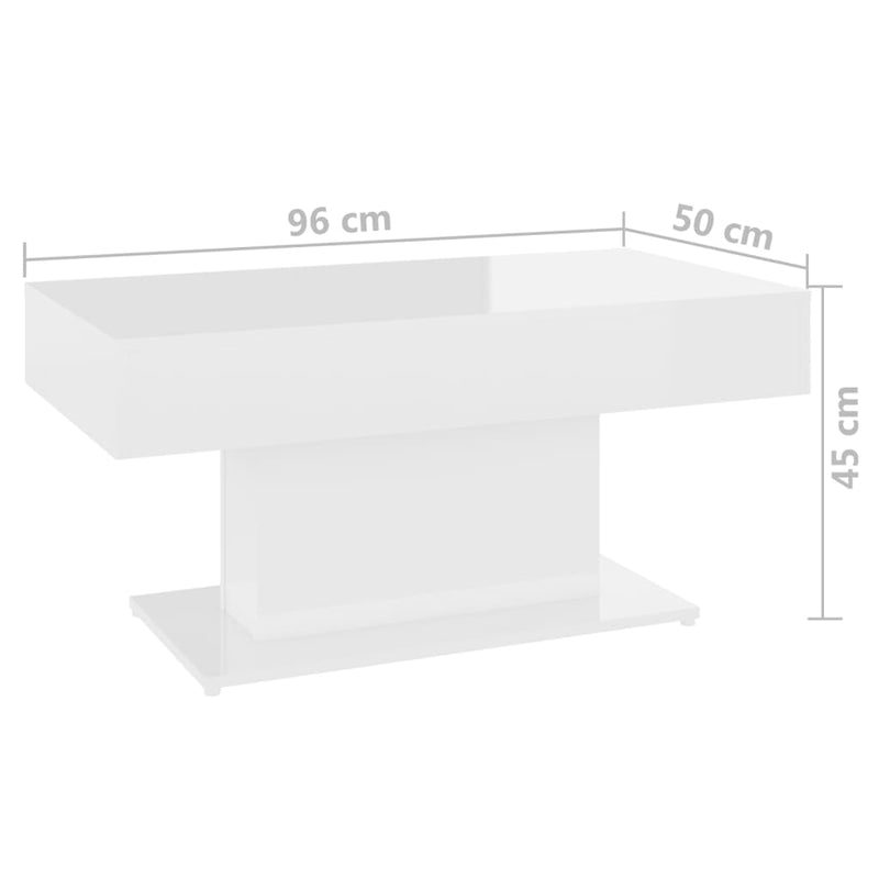 Couchtisch Hochglanz-Weiß 96x50x45 cm Holzwerkstoff