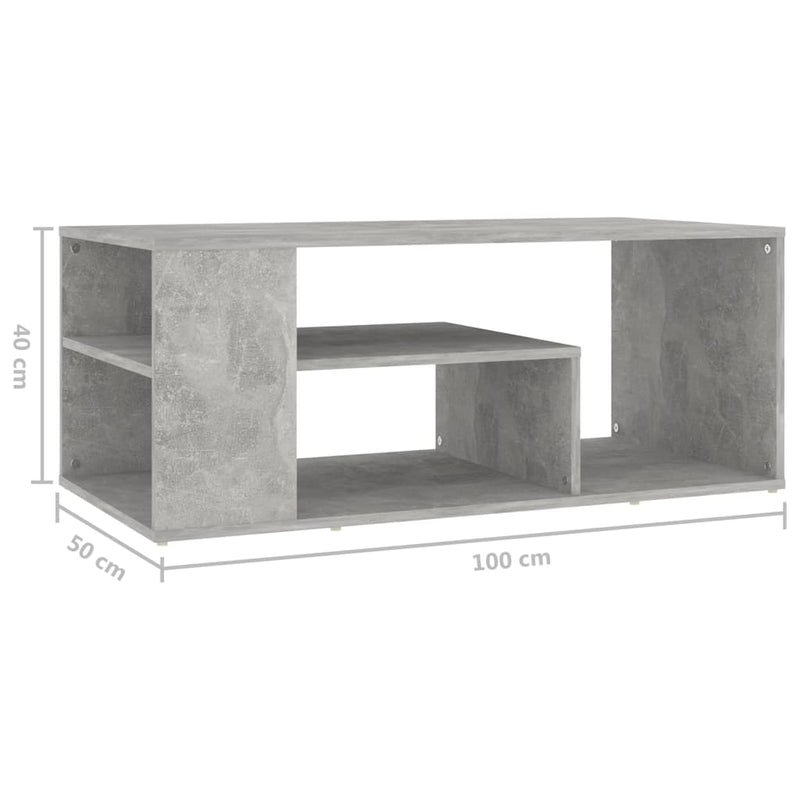 Couchtisch Betongrau 100x50x40 cm Holzwerkstoff