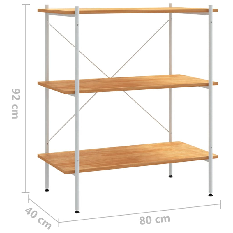 Regal mit 3 Böden Weiß und Eiche-Optik 80x40x92 cm