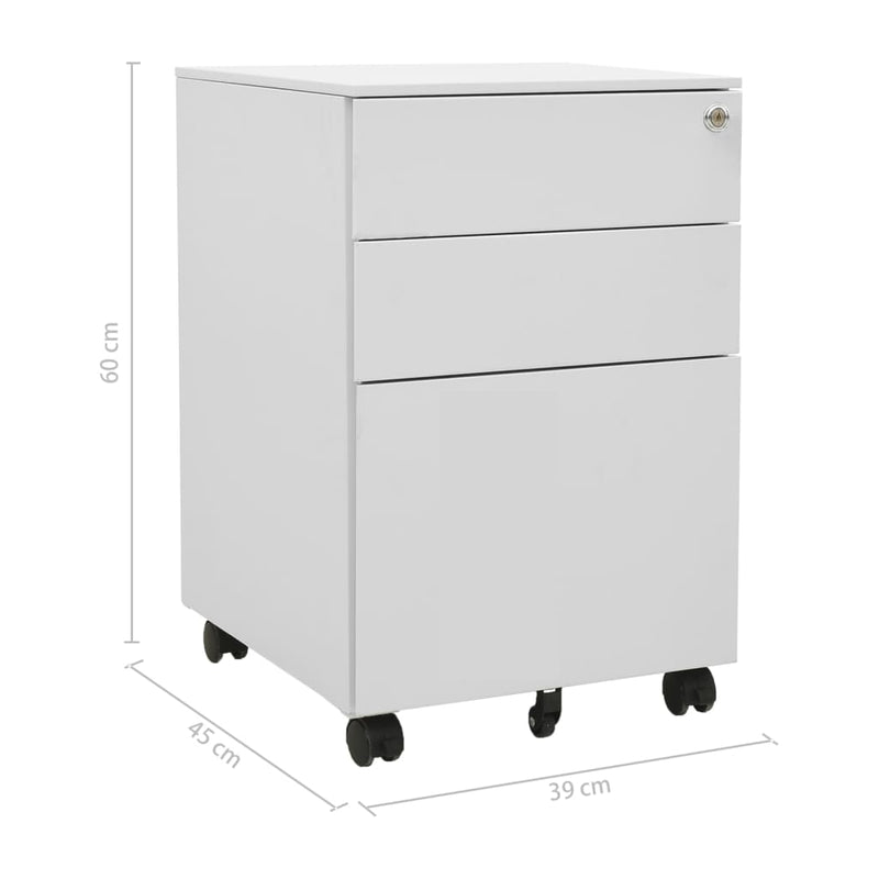 Aktenschrank mit Rollen Hellgrau 39x45x60 cm Stahl