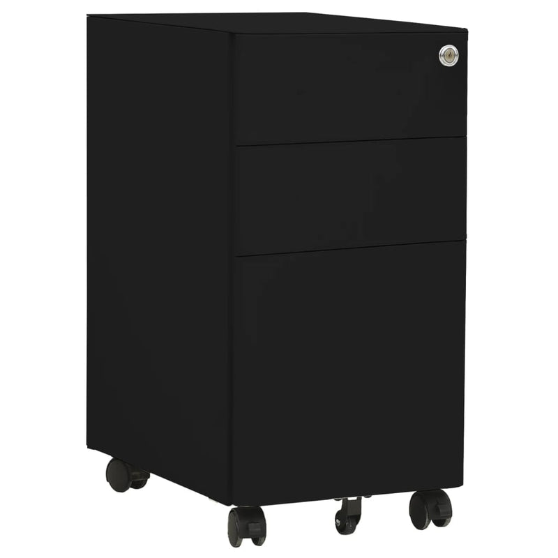 Aktenschrank mit Rollen Schwarz 30x45x59 cm Stahl