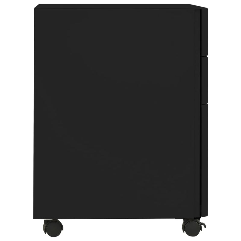 Aktenschrank mit Rollen Schwarz 30x45x59 cm Stahl