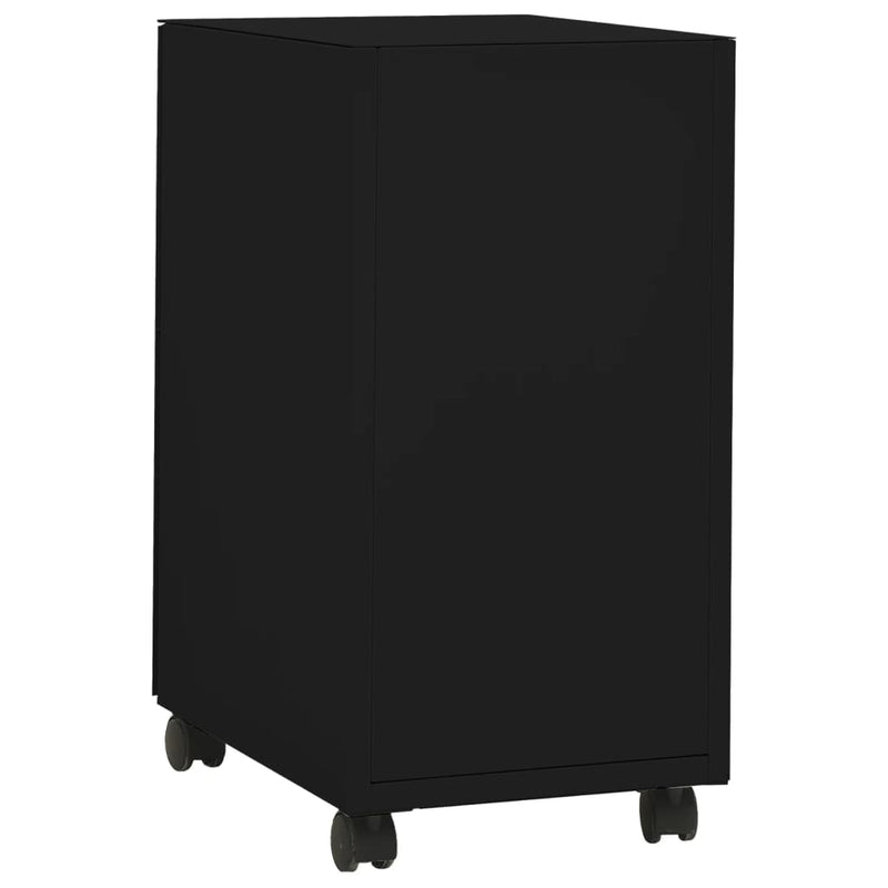 Aktenschrank mit Rollen Schwarz 30x45x59 cm Stahl